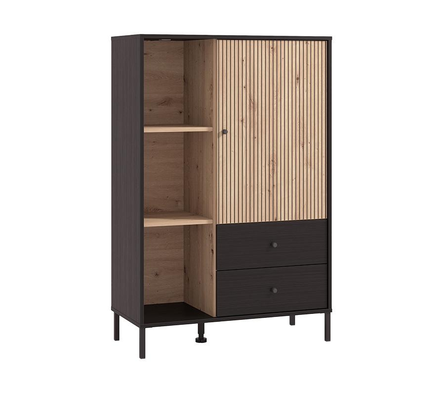 ΒΙΤΡΙΝΑ CORREZE 2K2F POP ΜΑΥΡΟ OAK-ARTISAN OAK 87x40x131εκ