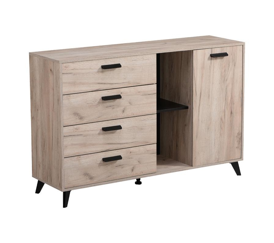 ΚΟΜΟΤΑ-ΜΠΟΥΦΕΣ UMBRIA 3K4F GREY OAK-ΜΑΥΡΟ 137x40x90εκ m.b.r