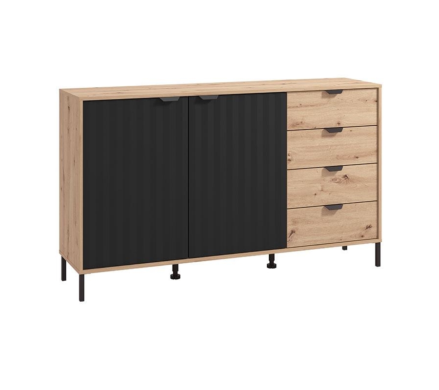 ΚΟΜΟΤΑ-ΜΠΟΥΦΕΣ VANDEA 3K4F ARTISAN OAK-ΜΑΥΡΟ ΜΑΤ 157x40x93εκ