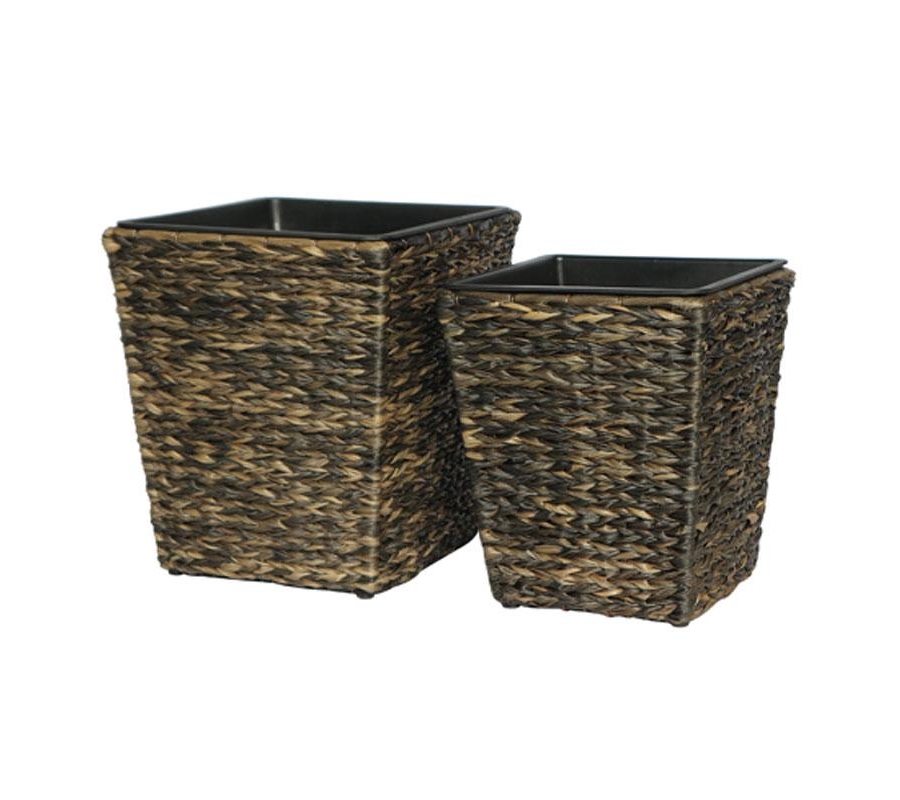 ΣΕΤ ΚΑΣΠΩ 2 ΤΕΜΑΧΙΑ POLY RATTAN  Fylliana FL21587  ΜΠΕΖ-ΚΑΦΕ ΧΡΩΜΑ 36x40εκ & 30x35εκ