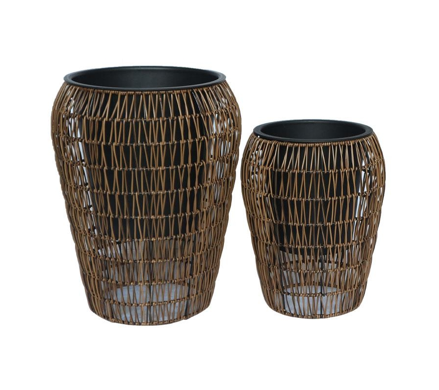 ΣΕΤ ΚΑΣΠΩ 2 ΤΕΜΑΧΙΑ POLY RATTAN  Fylliana FL21897 ΚΑΦΕ ΧΡΩΜΑ 39x50εκ & 30x39εκ