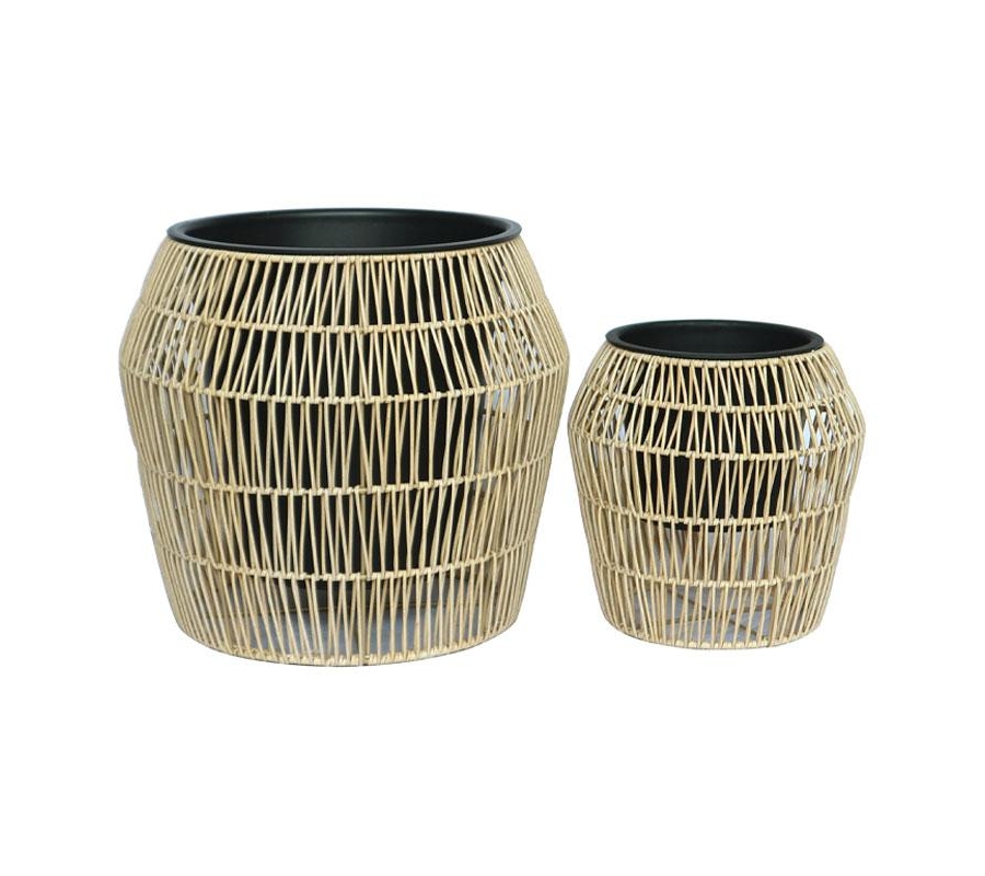 ΣΕΤ ΚΑΣΠΩ 2 ΤΕΜΑΧΙΑ POLY RATTAN  Fylliana FL22157 ΦΥΣΙΚΟ ΧΡΩΜΑ 42x38εκ & 28x28εκ