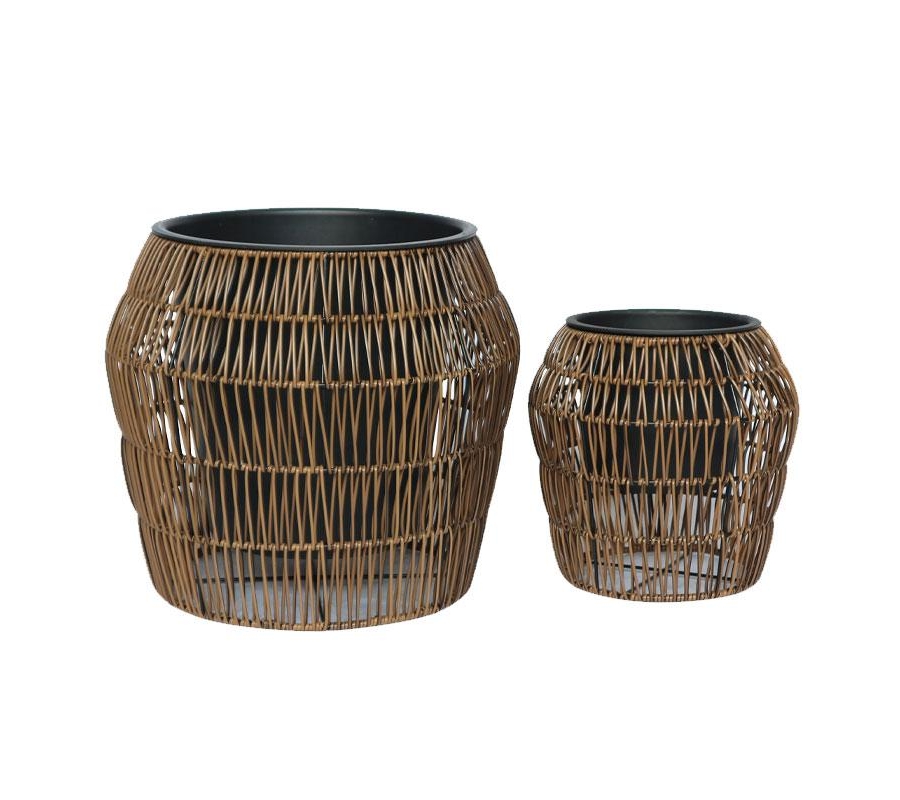 ΣΕΤ ΚΑΣΠΩ 2 ΤΕΜΑΧΙΑ POLY RATTAN  Fylliana FL22157 ΚΑΦΕ ΧΡΩΜΑ 42x38εκ & 28x28εκ